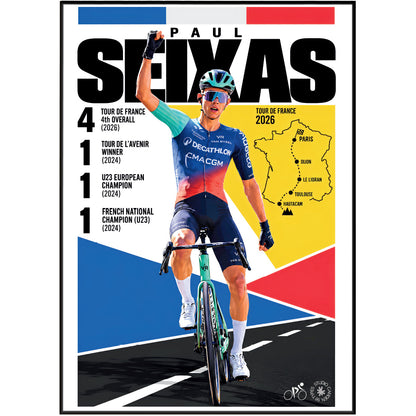 Paul Seixas poster, French cycling wall art print in a pain cave - 98types