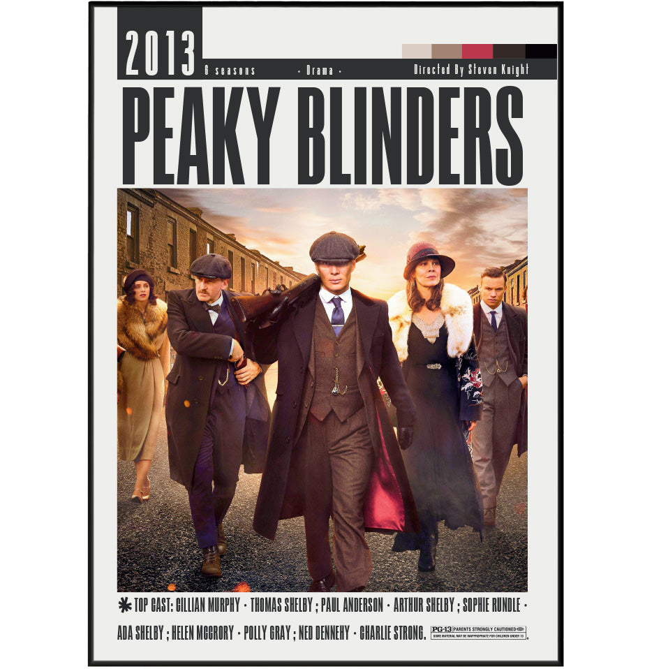 Peaky Blinders BBC TV series poster print UK — Cillian Murphy Tommy Shelby by order Birmingham gang wall art 260gsm printed in England Camden Market