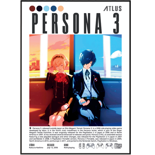 Persona 3 2006 game poster — Atlus SEES Tartarus JRPG wall art print UK
