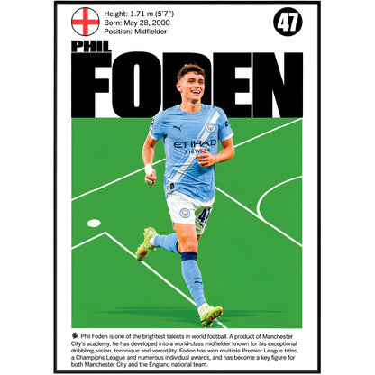 Phil Foden football poster – Phil Foden Manchester City Poster – 98types