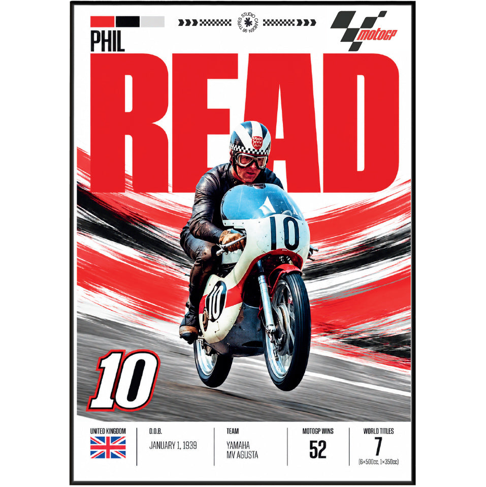Phil Read Prince of Speed vintage motorcycle world champion poster