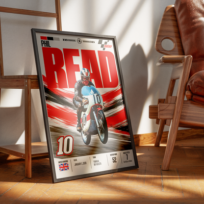 Phil Read Prince of Speed vintage motorcycle world champion poster
