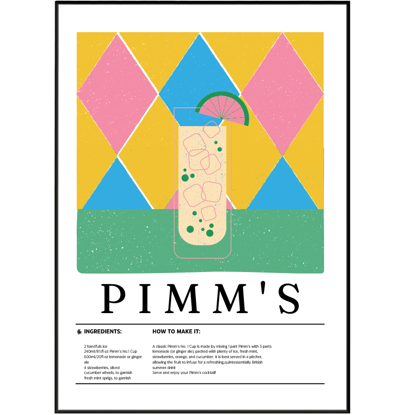 Pimm's Cocktail Poster | Minimalist Wall Art Print UK