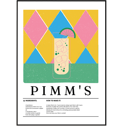 Pimm's Cocktail Poster | Minimalist Wall Art Print UK
