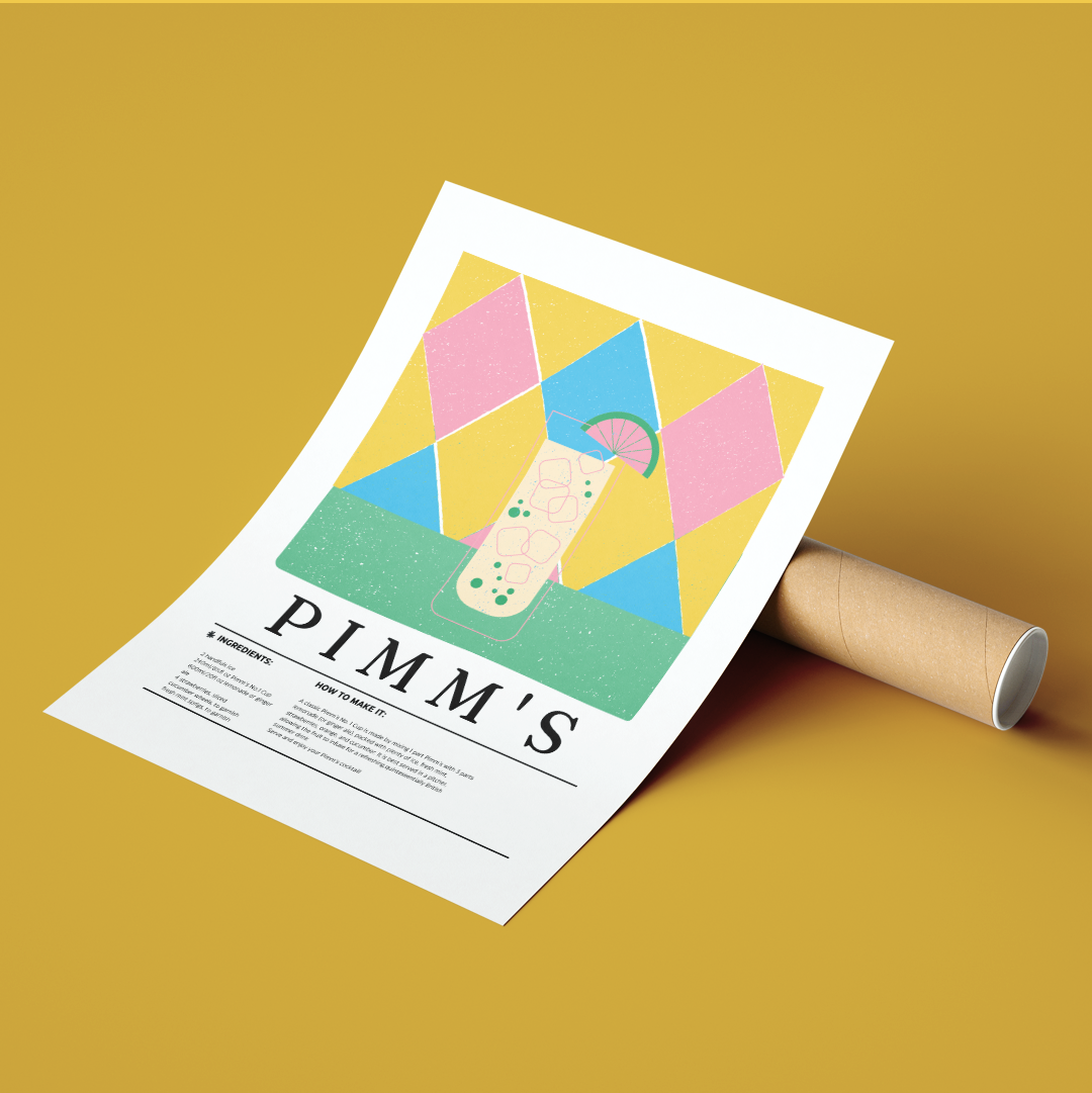 Pimm's Cocktail Poster | Minimalist Wall Art Print UK