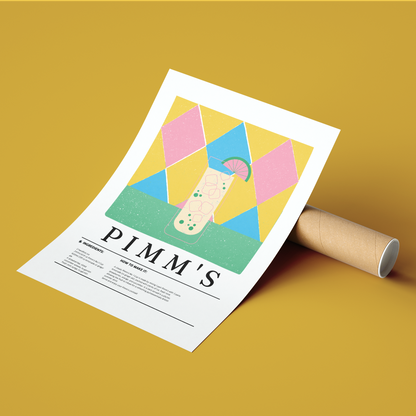 Pimm's Cocktail Poster | Minimalist Wall Art Print UK