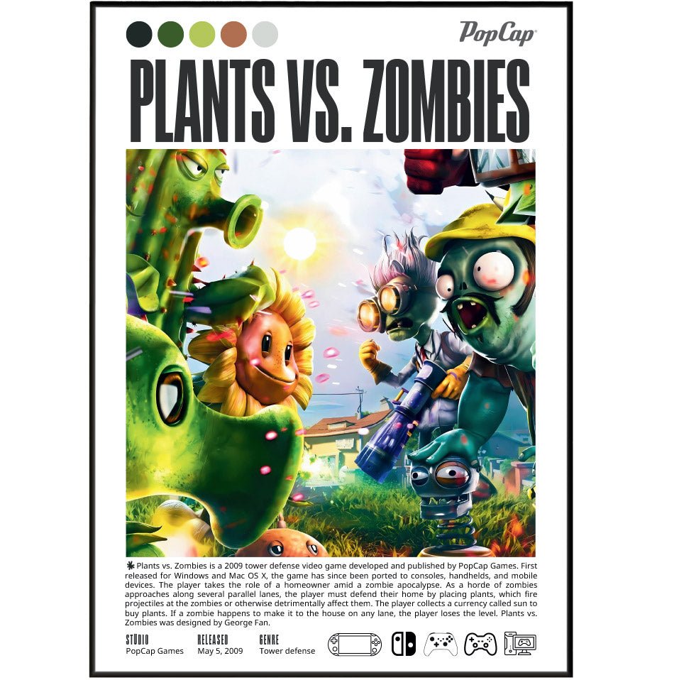 Plants vs Zombies (2009) Poster | PopCap Wall Art UK - 98 Types – 98 ...
