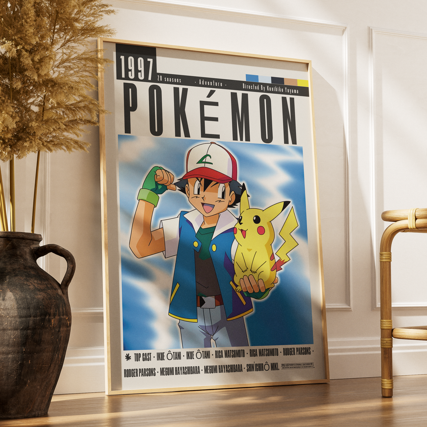 Pokemon 1997 anime poster — Ash Pikachu wall art print UK
