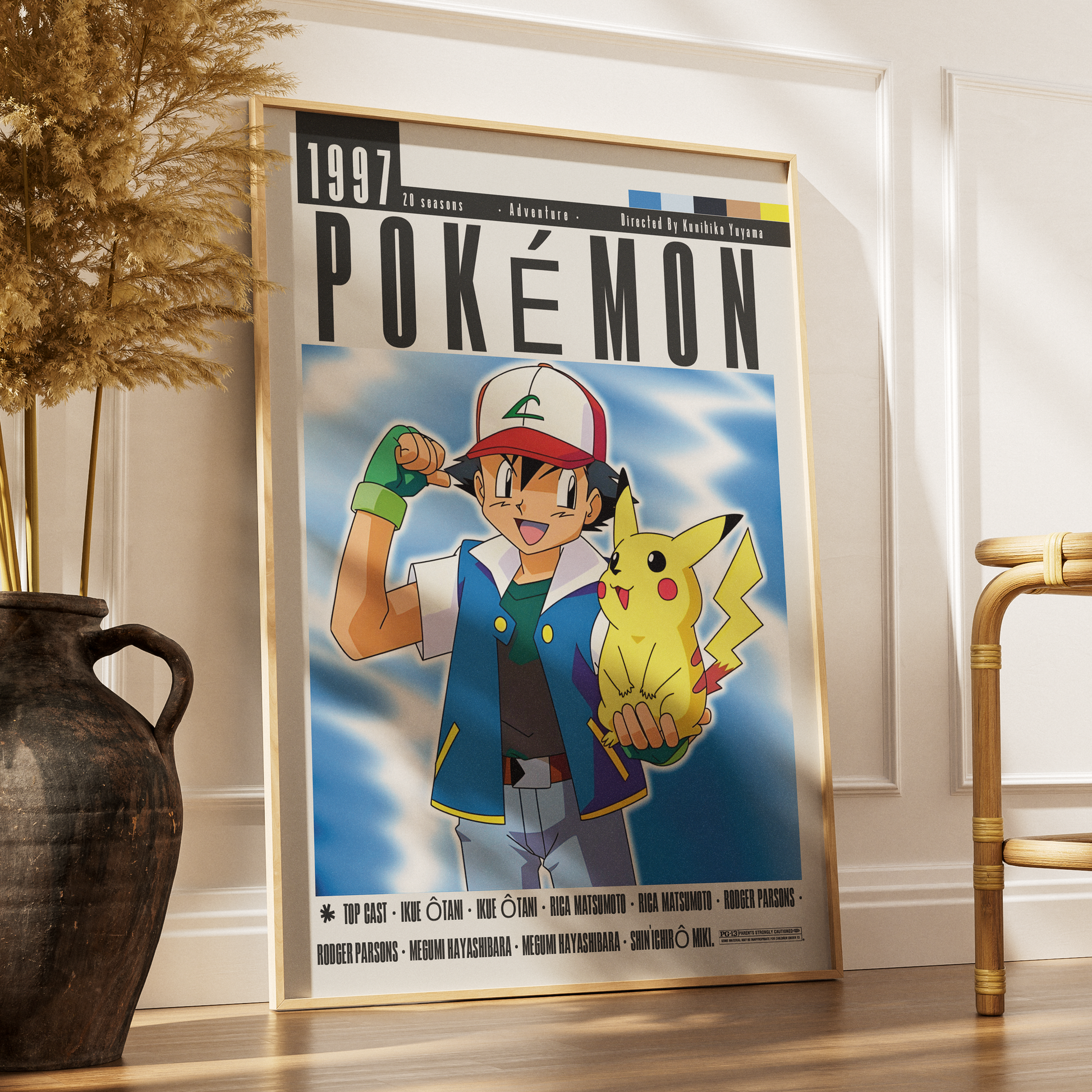 Pokemon 1997 anime poster — Ash Pikachu wall art print UK
