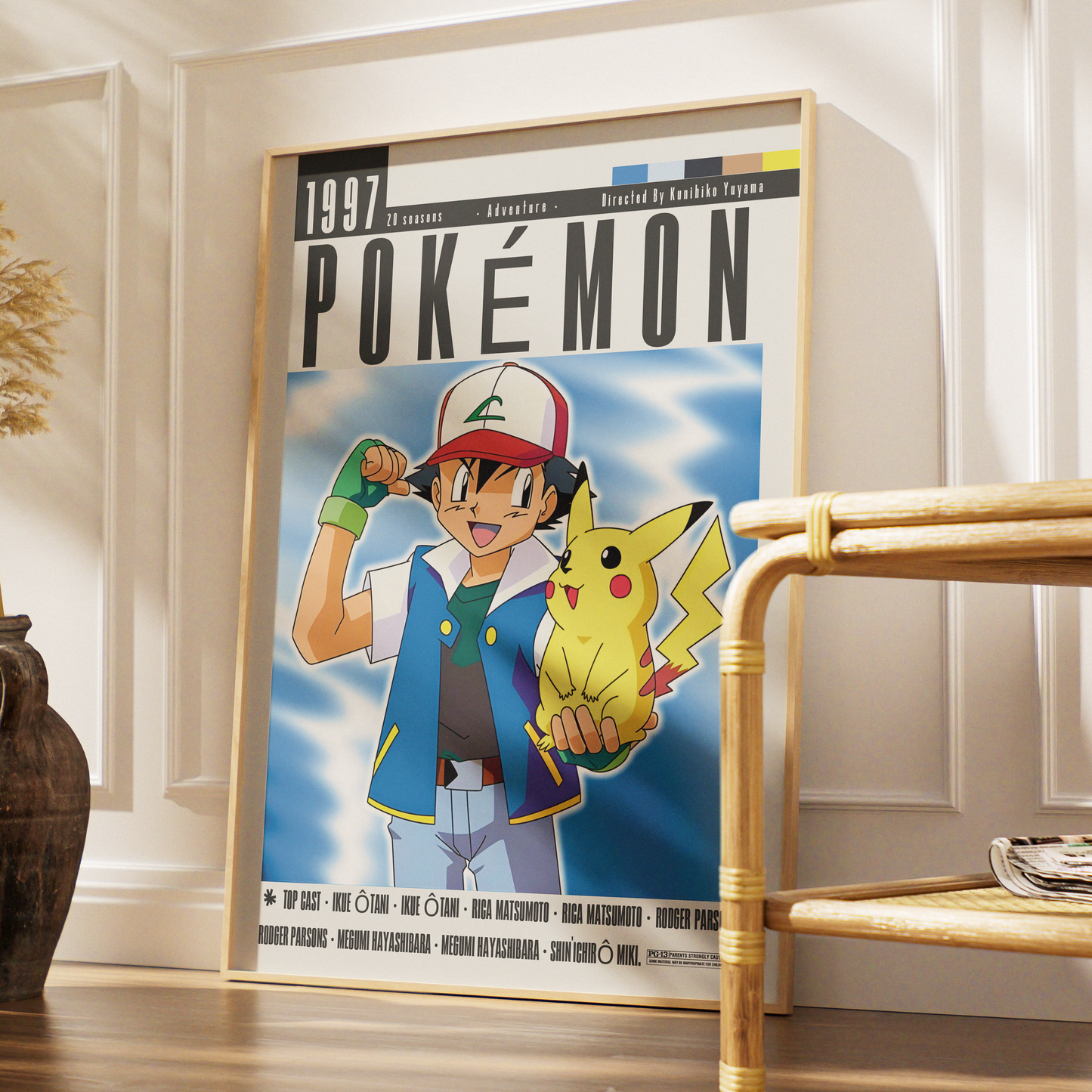 Pokemon 1997 anime poster — Ash Pikachu wall art print UK
