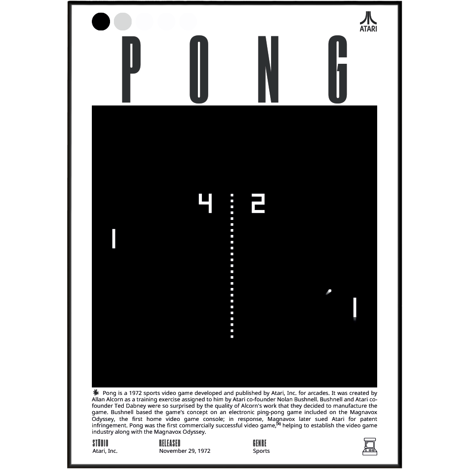Pong (1972) Classic Arcade Poster | Wall Art Video Game