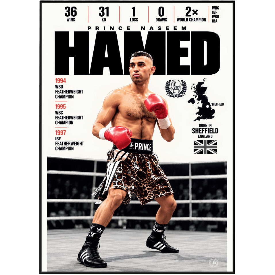 Prince Naseem Hamed poster, British boxing wall art print in a boxing gym - 98types