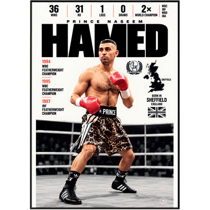 Prince Naseem Hamed poster, British boxing wall art print in a boxing gym - 98types