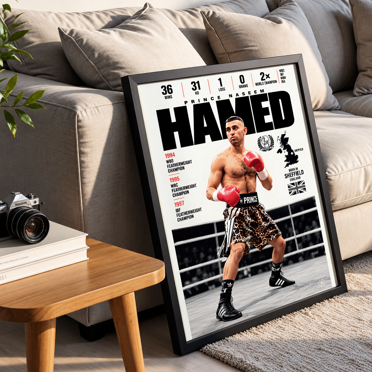 Prince Naseem Hamed poster, British boxing wall art print in a boxing gym - 98types