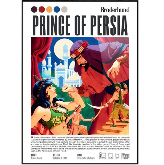 Prince of Persia 1989 retro game poster — Jordan Mechner rotoscoped Prince platformer wall art print UK - 98types