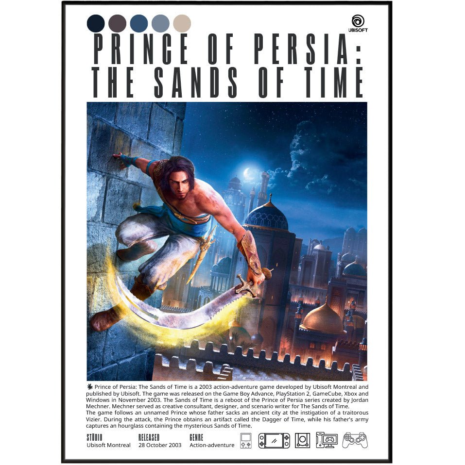 Prince of Persia Sands of Time 2003 game poster — Ubisoft Prince Farah Dagger of Time wall art print UK
 - 98types