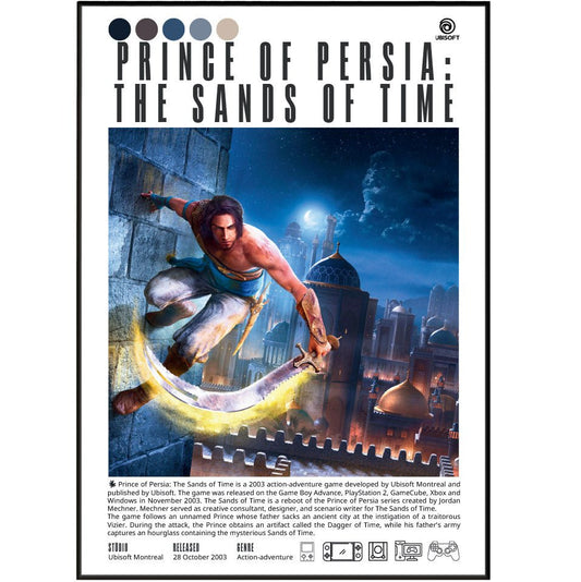 Prince of Persia Sands of Time 2003 game poster — Ubisoft Prince Farah Dagger of Time wall art print UK
 - 98types