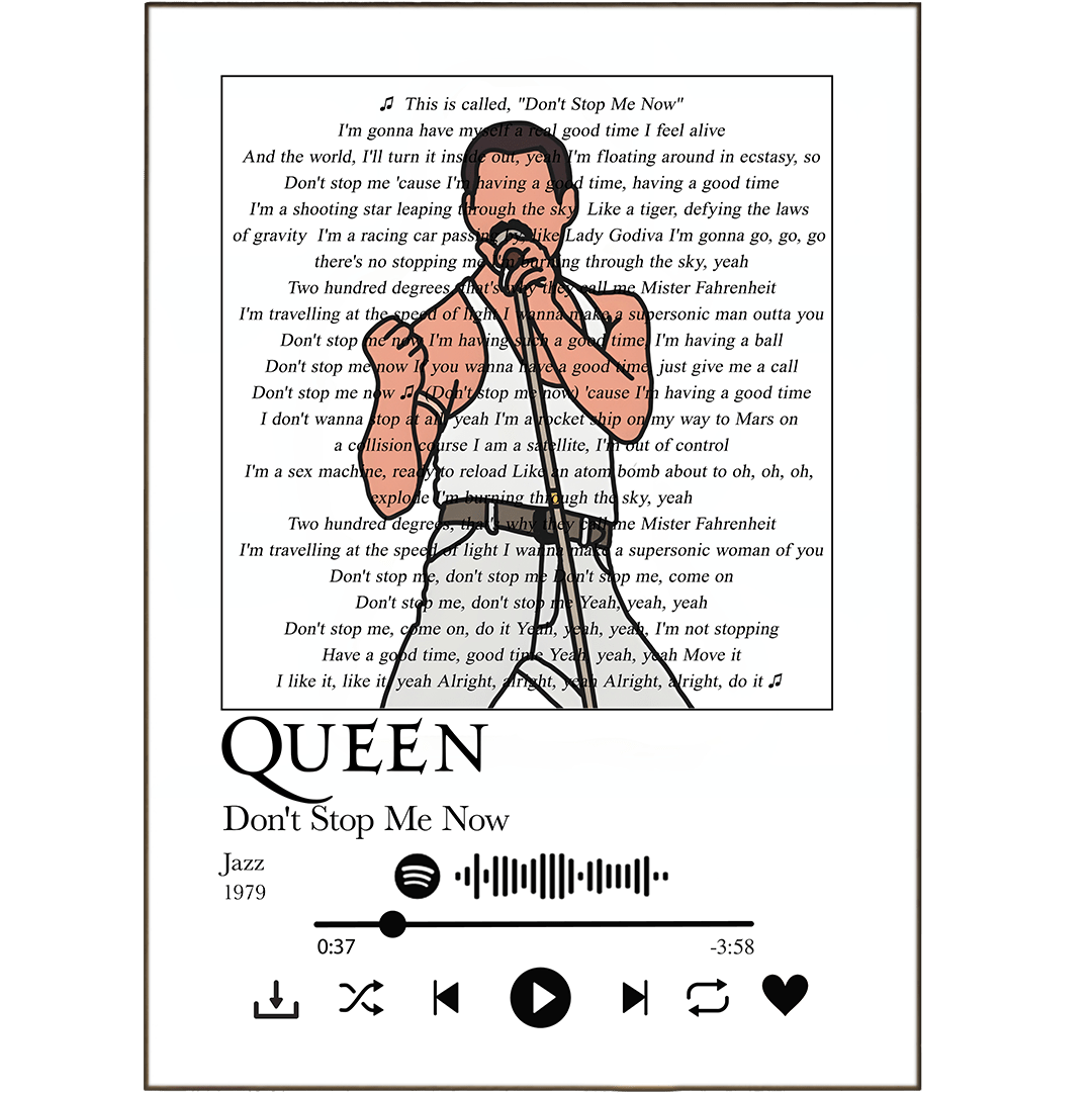 Queen Don't Stop Me Now song lyrics art print poster UK