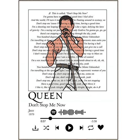 Queen Don't Stop Me Now song lyrics art print poster UK