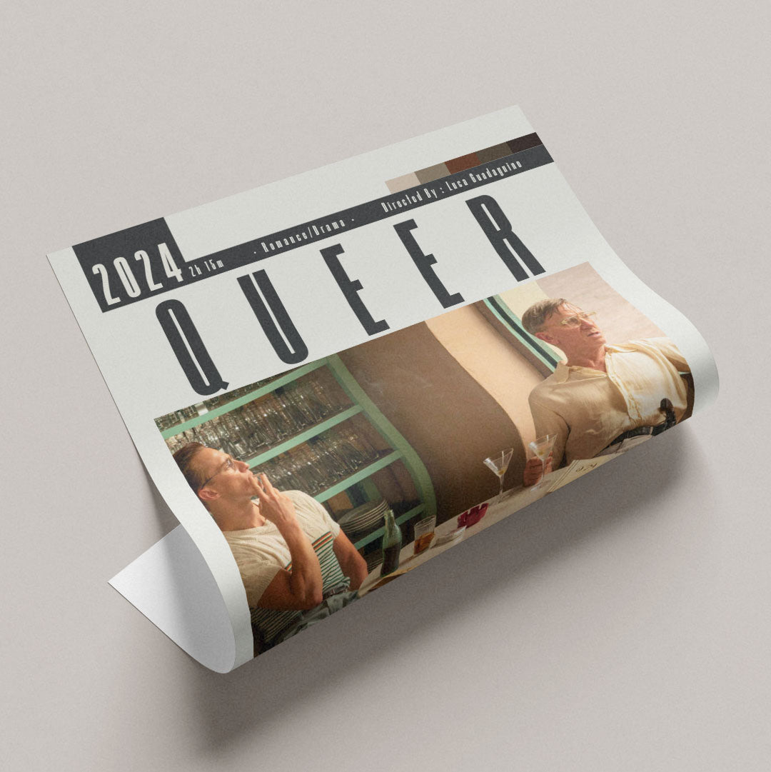 Queer 2024 LGBTQ+ film poster — Luca Guadagnino Daniel Craig Drew Starkey Burroughs Mexico City wall art print UK - 98types