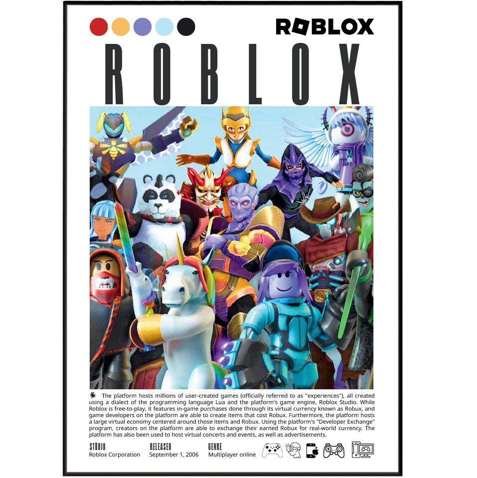 ROBLOX video game poster — user-created worlds avatar sandbox wall art print UK
 - 98types