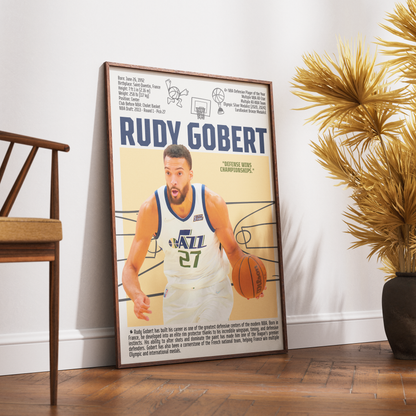Rudy Gobert Stifle Tower basketball poster — France Utah Jazz 4x Defensive Player of Year wall art print UK