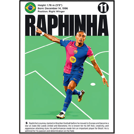 Raphinha football poster – Brazilian Winger in Motion – 98types
