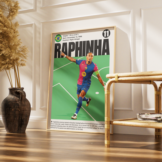 Raphinha football poster – Brazilian Winger in Motion – 98types