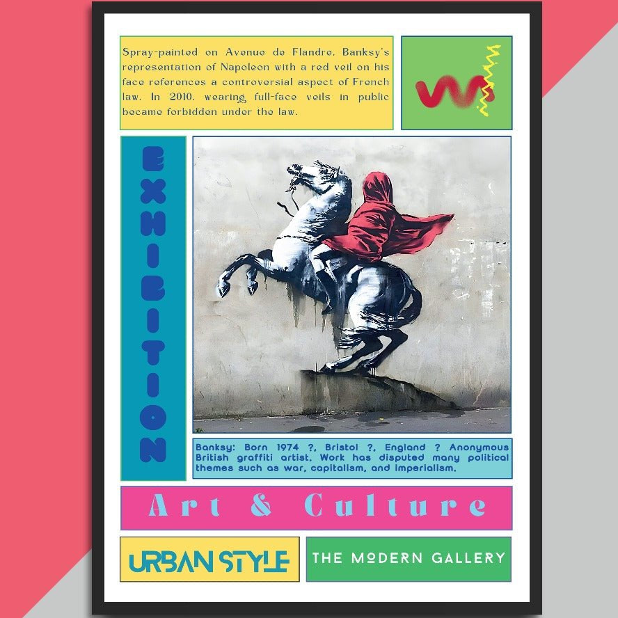Red Horseman street art poster — apocalyptic horseman urban graffiti wall art print UK
