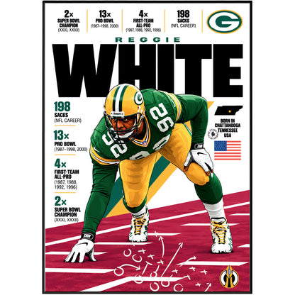 Reggie White poster, Philadelphia Eagles NFL wall art print in a boy's bedroom - 98types