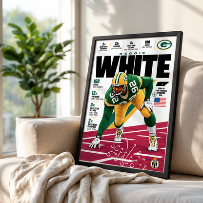 Reggie White poster, Philadelphia Eagles NFL wall art print in a boy's bedroom - 98types