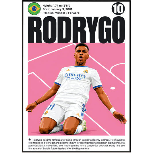Rodrygo football poster – Brazilian Football Poster – 98types