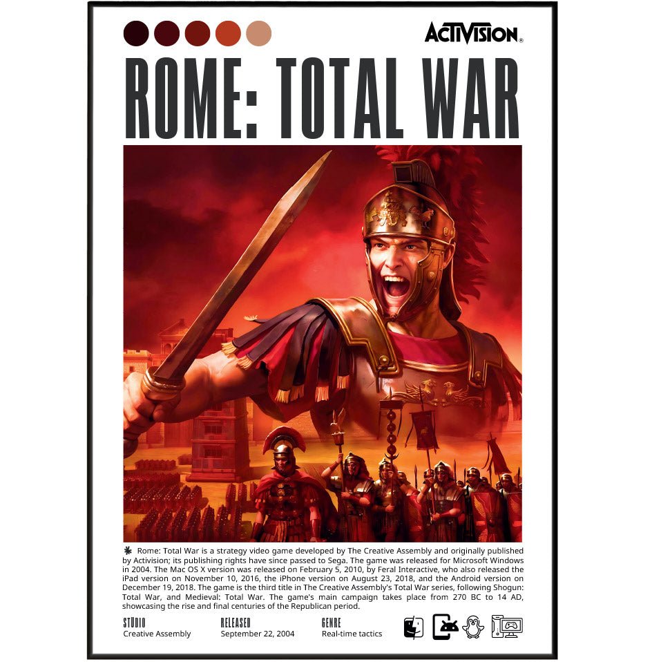 Rome Total War 2004 game poster — Creative Assembly SPQR Roman legions strategy wall art print UK - 98types