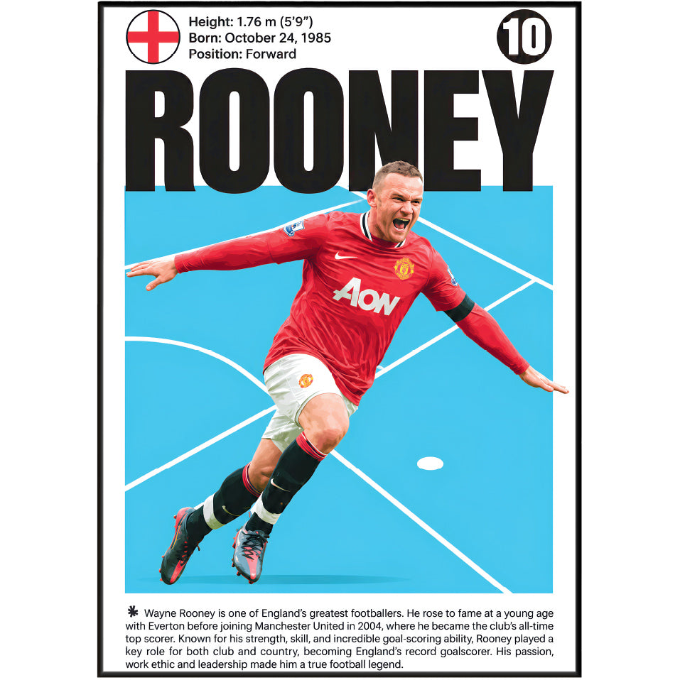 Wayne Rooney football poster – England's Football Legend – 98types