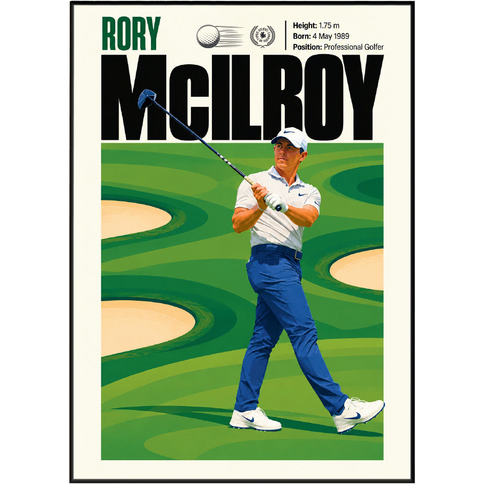 Rory McIlroy Poster | Northern Irish Golf Legend Wall Art Print