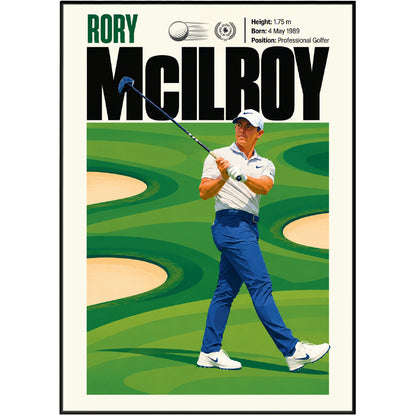 Rory McIlroy Poster | Northern Irish Golf Legend Wall Art Print