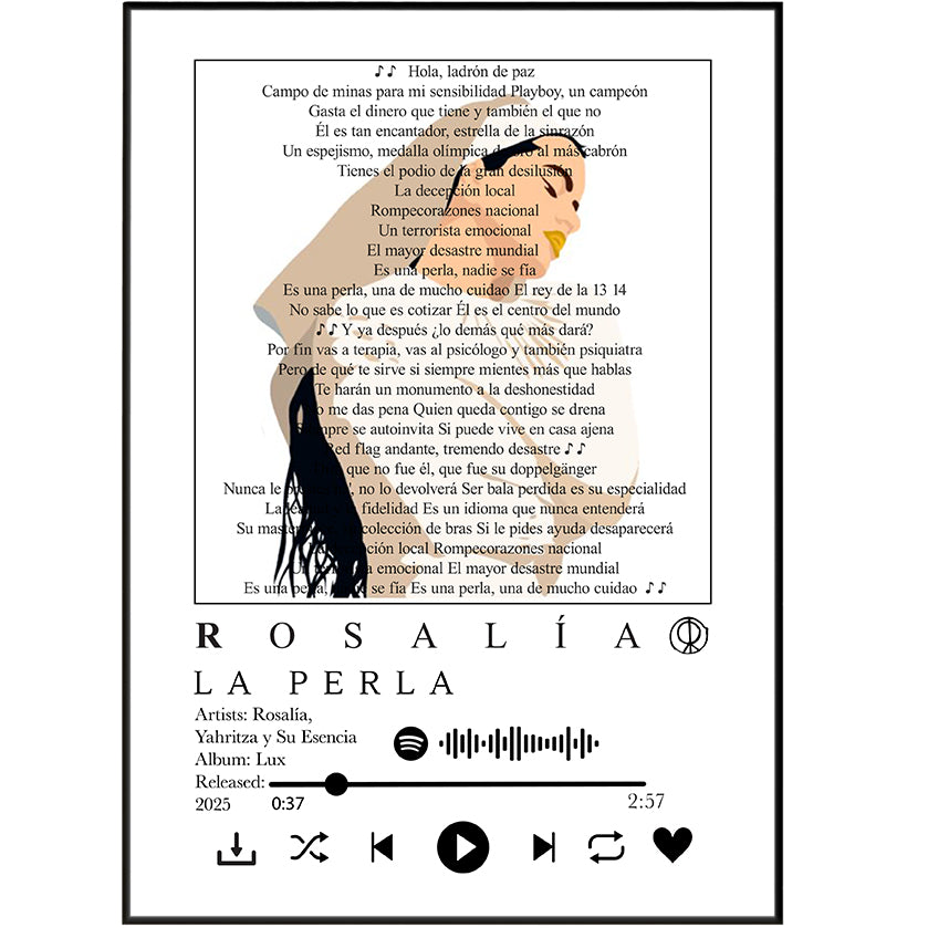 Rosalía La Perla Lyrics Wall Art Print