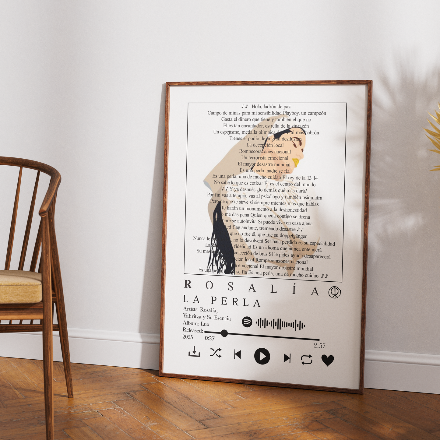 Rosalía La Perla Lyrics Wall Art Print