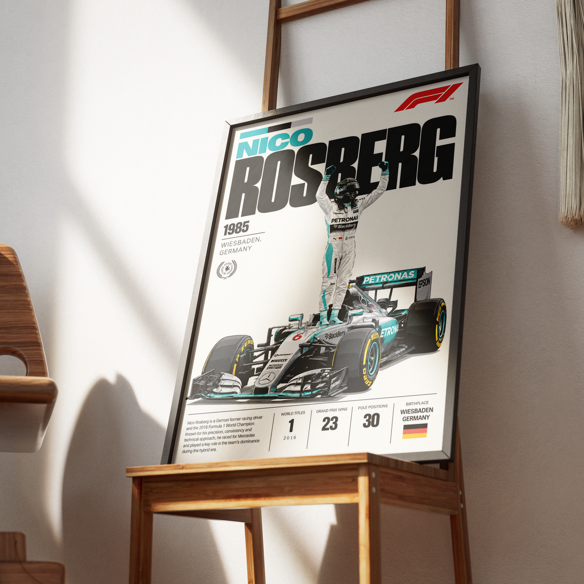 Nico Rosberg 2016 world champion Mercedes Formula 1 poster by 98types