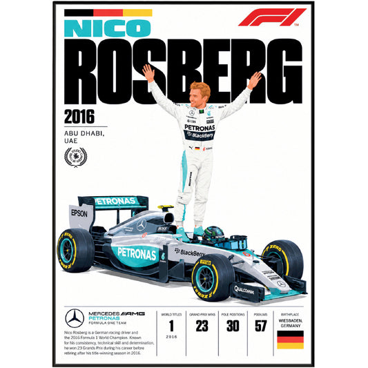 Nico Rosberg 2016 world champion Mercedes Formula 1 poster by 98types