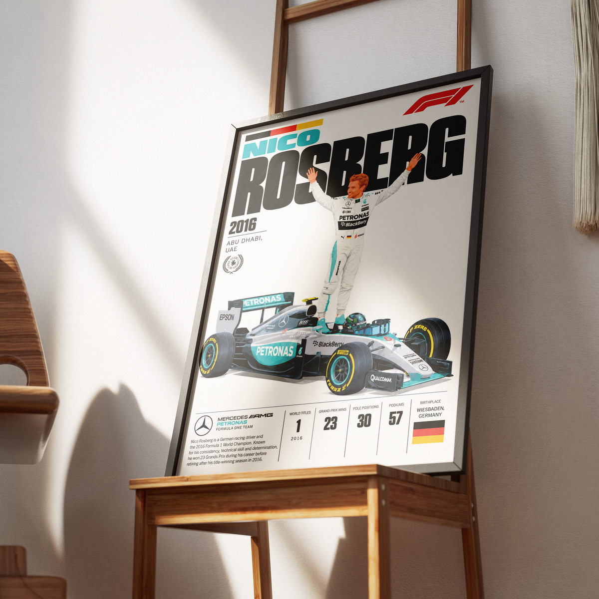 Nico Rosberg 2016 world champion Mercedes Formula 1 poster by 98types