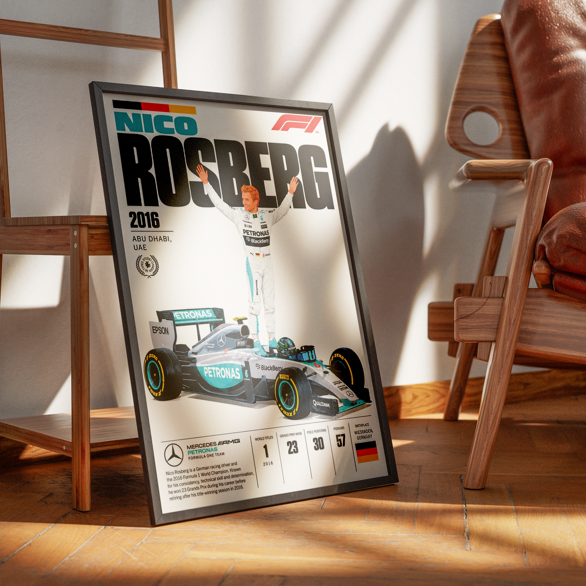 Nico Rosberg 2016 world champion Mercedes Formula 1 poster by 98types