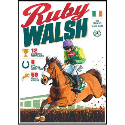 Ruby Walsh horse racing poster wall art print by 98types