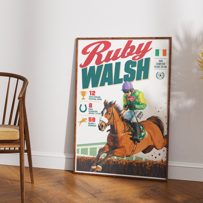 Ruby Walsh horse racing poster wall art print by 98types