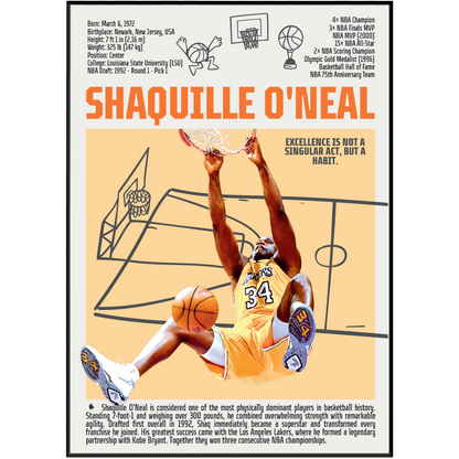 Shaquille O'Neal Diesel basketball poster — LA Lakers 4x champion most dominant center wall art print UK