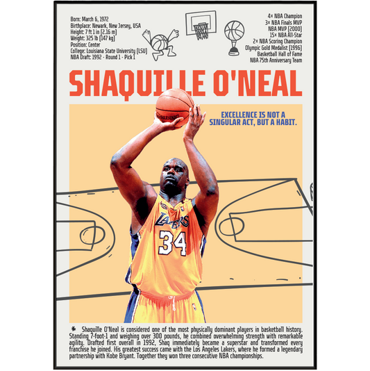 Shaquille O'Neal Diesel basketball poster — LA Lakers 4x champion most dominant center wall art print UK