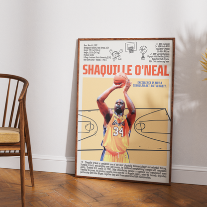 Shaquille O'Neal Diesel basketball poster — LA Lakers 4x champion most dominant center wall art print UK