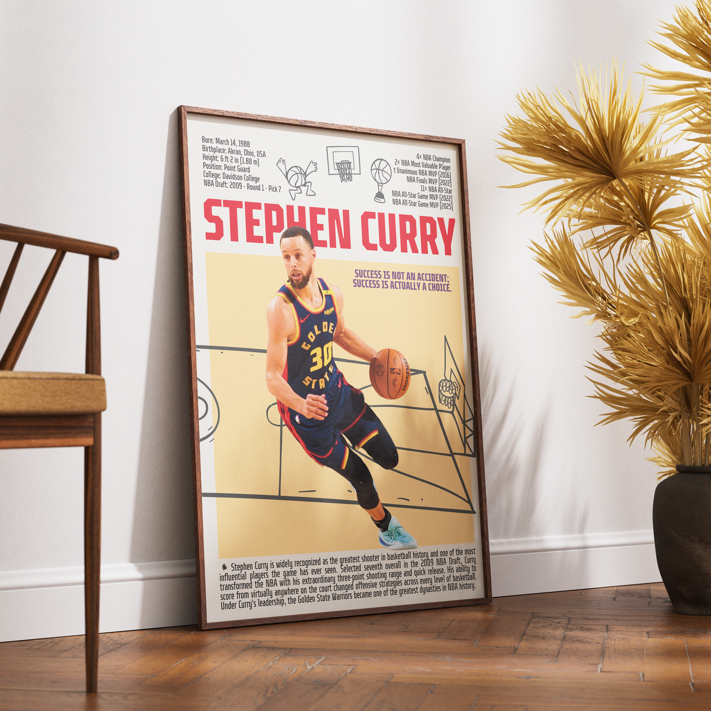 Stephen Curry Chef Curry basketball poster — Golden State Warriors greatest shooter 4x champion wall art print UK