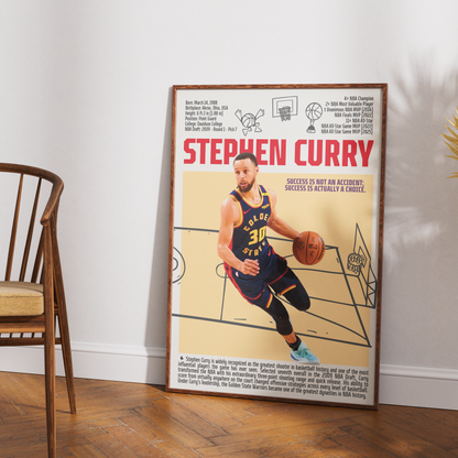 Stephen Curry Chef Curry basketball poster — Golden State Warriors greatest shooter 4x champion wall art print UK