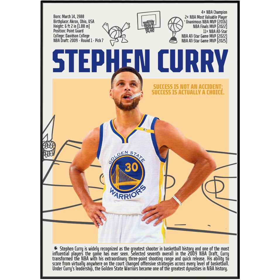 Stephen Curry Chef Curry basketball poster — Golden State Warriors greatest shooter 4x champion wall art print UK